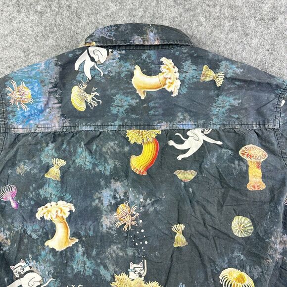 Ripndip Scuba Nerm Shirt Mens L Gray Cat Ocean Beach Surf Skater Street Button* - Picture 6 of 12